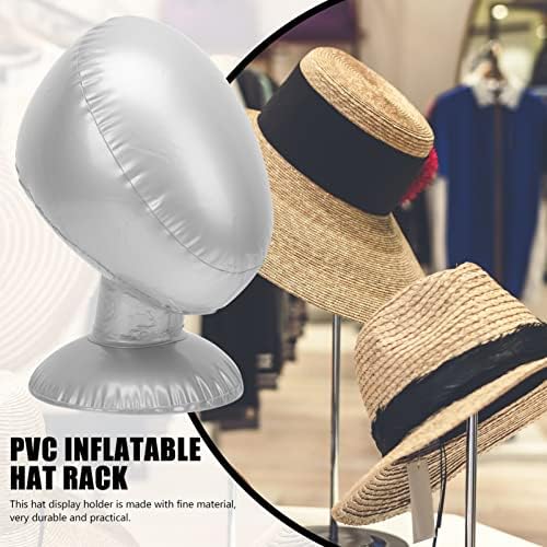 FOMİYES 1 Pc Şişme PVC Şapka Tutucu Taşınabilir Kap Destek Standı Peruk Depolama Sahne için Klişe ve Ekran (Gümüş)