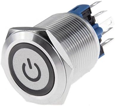 WerFamıly Güç Sembolü 12 V Beyaz LED 22mm Mandallama basmalı düğme Anahtarı 1NO 1NC SPDT ON / OFF Su Geçirmez Paslanmaz Çelik