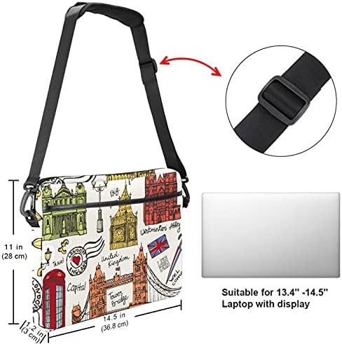 Hafif 15 İnç Laptop çantası Iş Evrak Su Geçirmez Bilgisayar omuzdan askili çanta Taşıma çantası Çanta İngiltere Londra Semboller