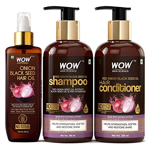 Dharma WOW Cilt Bilimi Soğan Çörek Otu Yağı Ultimate Saç Bakım Seti (Şampuan + Saç Kremi + Saç Yağı), 800 ml