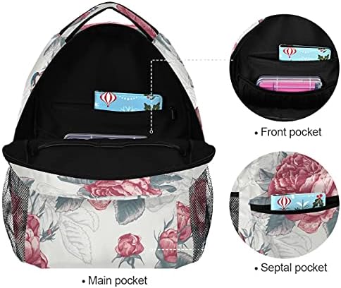 Bir tohum sırt çantası Sırt çantası rahat çanta kuşlar gül şakayık çiçek çiçekler Vintage omuz sırt çantası