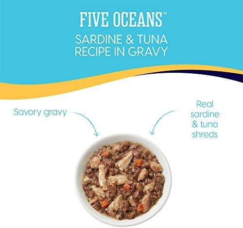 Katı Altın-Beş Okyanus Tüm Yaşam Evreleri için Bütünsel Tahılsız Islak Kedi Maması-Soslu Gerçek Deniz Ürünleri
