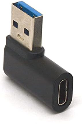 PİİHUSW Dik Açılı USB C'den USB Adaptörüne, 90 Derece USB A'dan C'ye Adaptör USB 3.0 Erkek USB C Dişi Konnektör Uyumlu Kablo