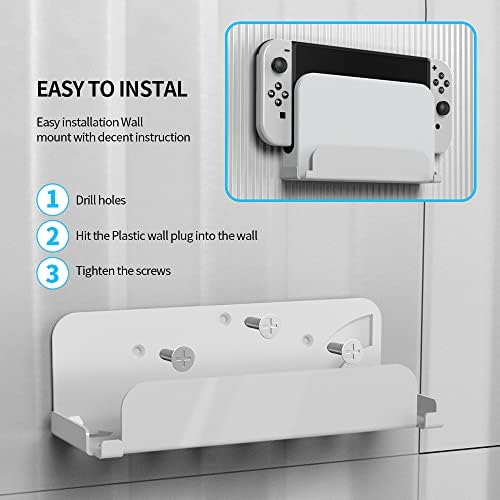 Nintendo Switch OLED Modeli ile Uyumlu Duvar Montajı, Anahtar Aksesuarları, Katı Metal (Beyaz)