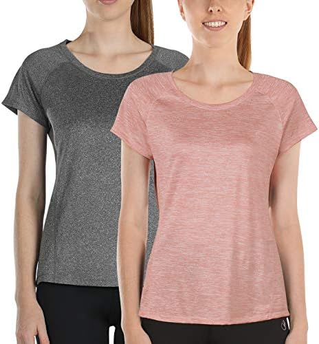 ıcyzone Egzersiz Koşu Gömlek Kadınlar için-Fitness Salonu Yoga Egzersiz Raglan Kısa Kollu T Shirt (2 paketi)