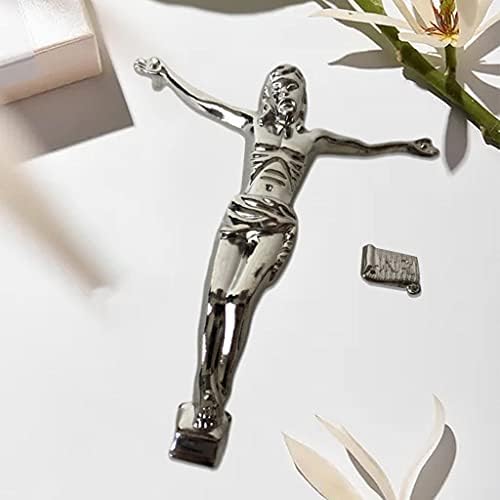yotijay Çinko Alaşım Mesih İsa Şekil, Hıristiyan Heykelcik Heykeli, Dekoratif Haç Duvar Çapraz Aksesuarları Ofis Mobilya Dekor-Gümüş