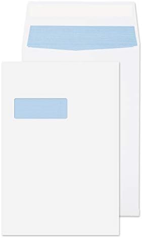 Blake Saf Ambalaj C4 324 x 229 x 25 mm 140 gsm Köşebent Cep Peel & Seal Pencere Zarfları (9001) Beyaz - 125'li Paket