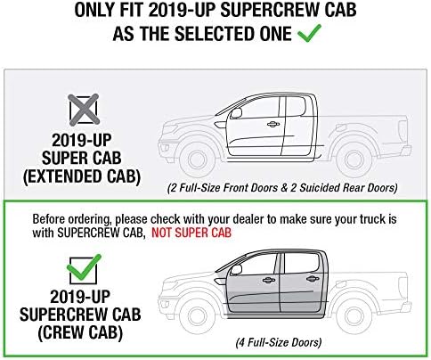 MaxMate Premium ile Uyumlu 2019-2022 Ford Ranger SuperCrew Cab Siyah 5 Oval Yan Basamak Rayları Nerf Barlar Koşu Panoları (Montaj