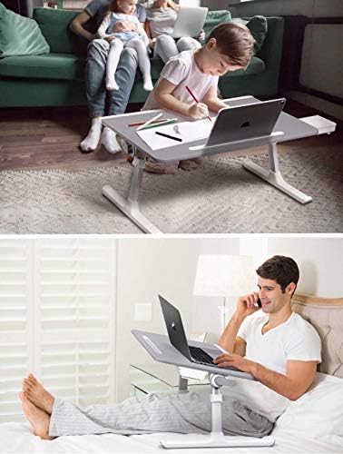 Dizüstü Yatak Tepsisi Masası, SAİJİ Ayarlanabilir Yatak için Laptop Standı, Katlanabilir Dizüstü Bilgisayar Masası (Gri, X-Large)