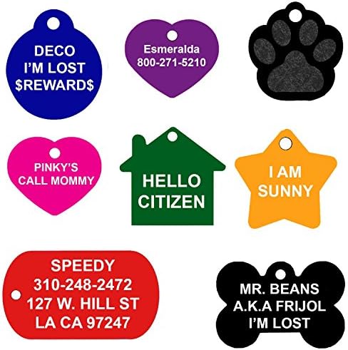 Evcil Hayvan Kimlik Etiketleri / Aralarından Seçim Yapabileceğiniz 8 Şekil ve Renk / Wonderpettags tarafından ABD yapımı Premium