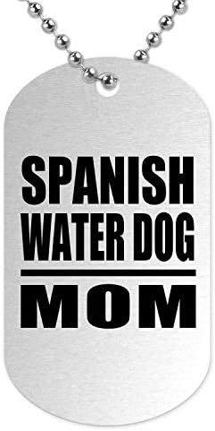 Designsify İspanyolca Su Köpek Anne-Gümüş Köpek Etiketi Askeri KIMLIK Kolye Kolye Zinciri-Köpek Sahibi için Anne Eşi Kızı Oğlu