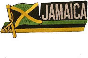 Jamaika Sidekick Kelime Ülke Bayrağı Demir on Patch Crest Rozeti ... 1.5 X 4.5 İnç ... Yeni