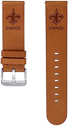 Oyun Süresi New Orleans Saints Hızlı Değişim Deri Watch Band Samsung ve Mores ile Uyumlu (Kahverengi-20mm-Uzun)