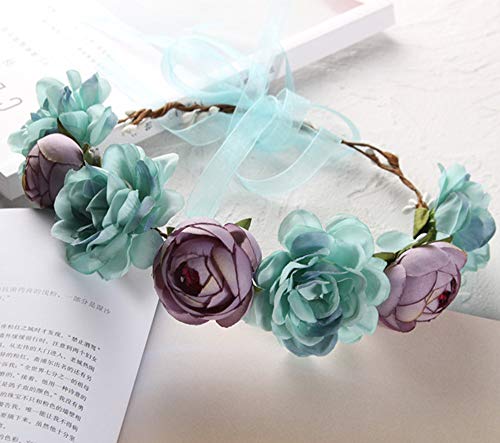 MOAMUN 3 PCS El Yapımı çiçek Kafa Bandı Çiçek Taç, gelin Saç Çelenk Düğün Halo Çiçek Çelenk Bantlar Başlığı İle Şerit İçin Düğün