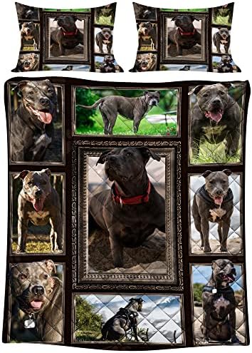 Pitbull Köpek Yorgan yatak seti, Köpek Severler için En İyi Hediye, Hediye için Erkek, Kız, Anne, Büyükanne, Özel Ad (Tek, Atmak,