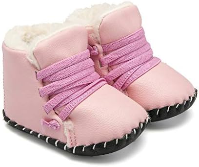 Cındear Bebek Bebek Erkek Kız Ilk Yürüteç Ayakkabı Süet Faux-Kürk Astarlı Sıcak Kış Kar Botları Yenidoğan Beşik Ayakkabı