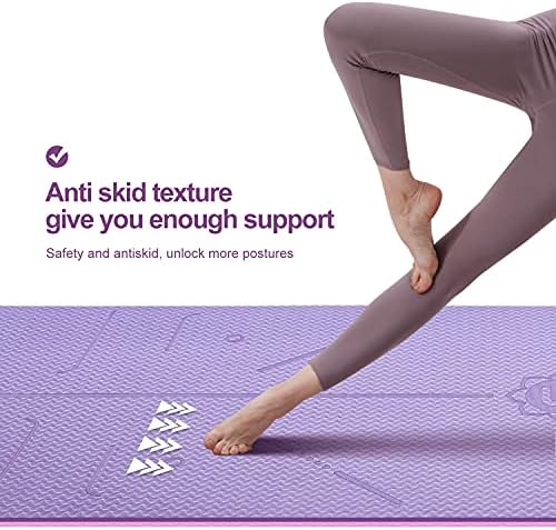 Saditeto Yoga Mat ile Vücut Hizalama Sistemi-TPE Fittness egzersiz matı ile Taşıma Çantası, Kaymaz 1/4 Kalın Mat için Ev Spor
