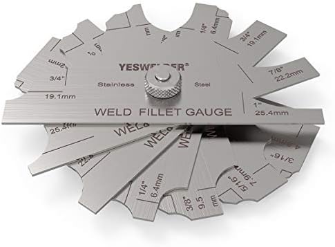 YESWELDER MG-11 Metal Kaynak Fileto Gages Seti (7 ADET) 1/8 -1 Kaynak Muayene Testi Ulnar MM & inç