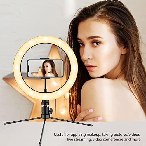 Parlak Selfie Halkası Üç Renkli ışık, Canlı Yayın/Makyaj/YouTube/TikTok/Video/Çekim için Uzaktan Kumandalı Alcatel 768 10 İnç