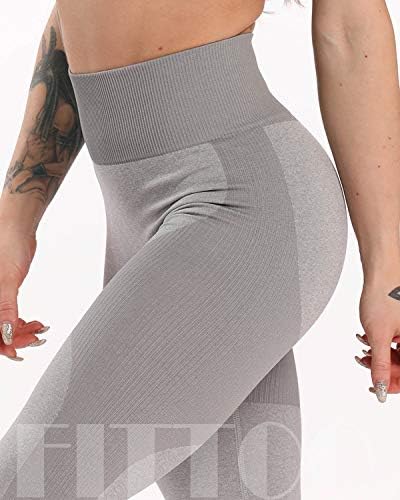 FİTTOO Dikişsiz Tayt Kadınlar ıçin Countour Yoga Pantolon Yüksek Bel Karın Kontrol Koşu Egzersiz Tayt