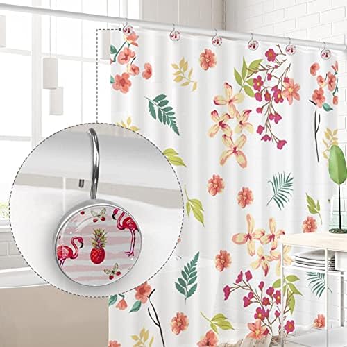 12 Adet banyo duş perdesi halka perde duş kanca ev dekorasyon pembe Flamingo hayvan için
