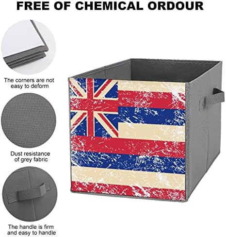 Nudquio Hawaii Eyalet Bayrağı Katlanır saklama kutuları Kutuları saklama sepetleri Düzenlemek için Kolları ile Ofis Ev yatak
