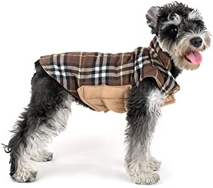 InnoPet Köpek Giyim ve Aksesuarları, Kış Özel Serisi, Geri Dönüşümlü İngiliz Tarzı, Velcro ile Giymek kolay, Ekose Polar Sıcak
