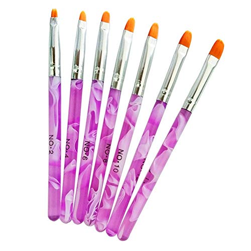FULİNJOY 7 ADET UV Jel Tırnak Fırçası, Akrilik Nail İpuçları Builder Fırça Kalem Çizim Fırçalar Kalem Aracı Set