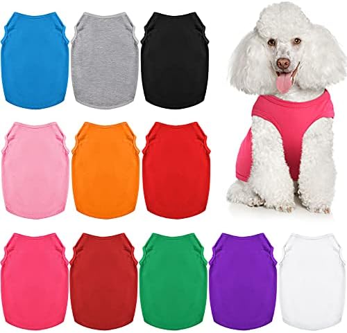 12 Parça Köpek Gömlek Pet Köpek Boş Giysiler Nefes Köpek Düz Gömlek Yaz Yumuşak Köpek T-Shirt Sevimli Yelek Köpek Gömlek Giyim