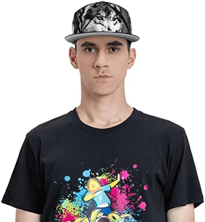 Unisex Koyu Kurt 3D Baskılı Snapback Hip Hop Düz Dil Şapka Ayarlanabilir Beyzbol Kapaklar için Açık Spor Siyah