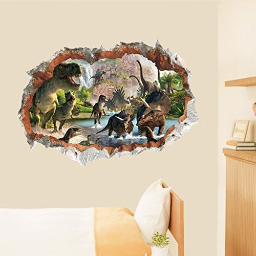 Ejderha Onur Birçok Dinozor Çatlak Duvar 3D Duvar Duvar Sticker Çıkartmaları çocuk Odası Yatak Odası ev Dekor için