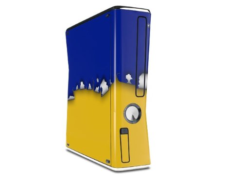 XBOX 360 Slim Dikey için Yırtık Renkler Mavi Sarı Çıkartma Stili Cilt