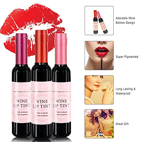 6 Renk Şarap Sıvı Ruj,Doğal Sıvı Ruj Uzun Ömürlü Makyaj Parlak Mat Dudak Tonu Şarap Şişesi Kapağı, Su Geçirmez, Sevgililer Günü
