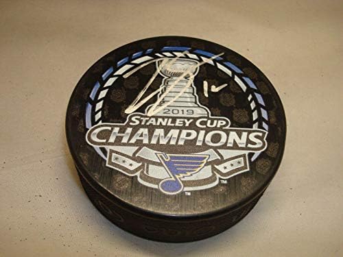 Zach Sanford, St. Louis Blues 2019 Stanley Kupası Şampiyonu Hokey Diski 1a'yı İmzaladı-İmzalı NHL Pucks