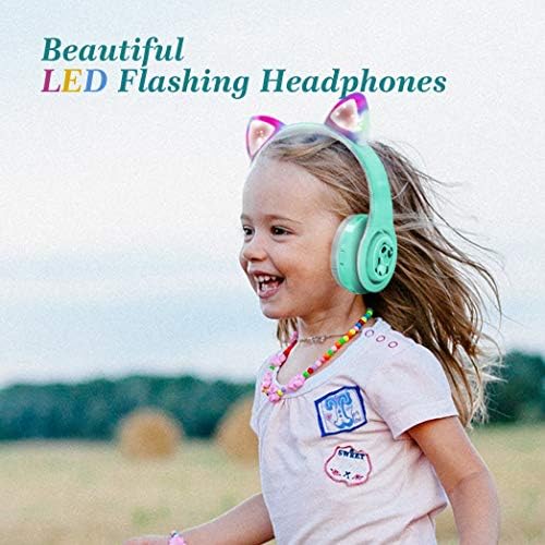 Çocuklar Bluetooth Kulaklıklar, kedi Kulak LED ışık Up Kablosuz Katlanabilir Kulaklıklar Üzerinde Mic ile Kulak, müzik Paylaşımı