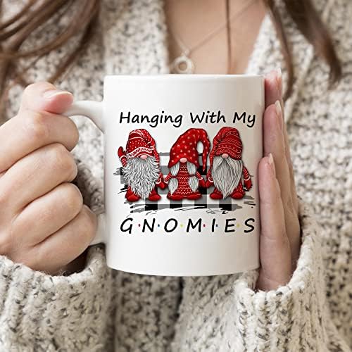 Benim Gnomies İle asılı Komik Gnome Arkadaş Noel Noel Kahve Kupa Seramik Kupa Mikrodalga ve Bulaşık Makinesinde Yıkanabilir Kahve