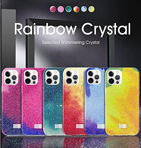 Yesunktt Bling Kristal (Elmas) Degrade Gökkuşağı Suluboya iPhone 12 / iPhone 12 Pro Telefon Kılıfı, Sevimli, Kızlar ve Kadınlar