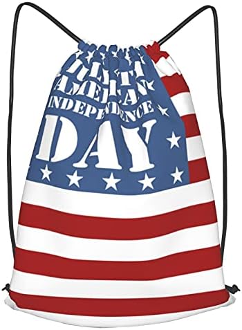 Amerikan Bayrağı 4th Temmuz Vatansever Bağımsızlık Günü İpli sırt çantası Cinch Çanta Dayanıklı Spor Salonu Dize Çuval Su Dayanıklı
