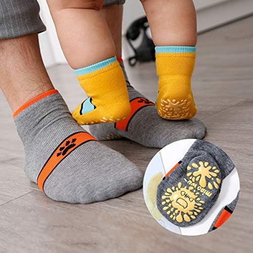 PUZXRRY Bebek Anti Kayma Mürettebat Çorap - 6 Paketi Yumuşak Pamuk Çorap ile Sapları için Toddlers Erkek Kız