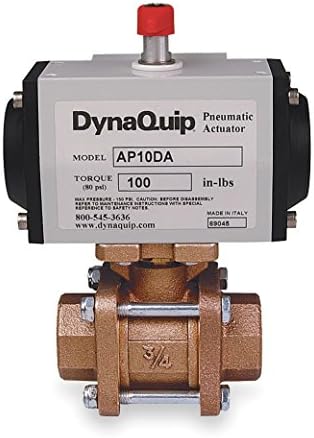 DynaQuip Controls-PVA65AMS024A - 1 Yaylı Dönüş Pnömatik Tahrikli Küresel Vana, 3 Parçalı