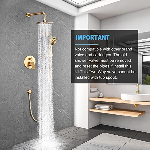 Duş Sistemi, Yüksek Basınçlı Banyo için Duvara Monte Duş Bataryası Seti 10 Paslanmaz Çelik Yağmur Duş Başlığı ve 5 Modlu El Duşu