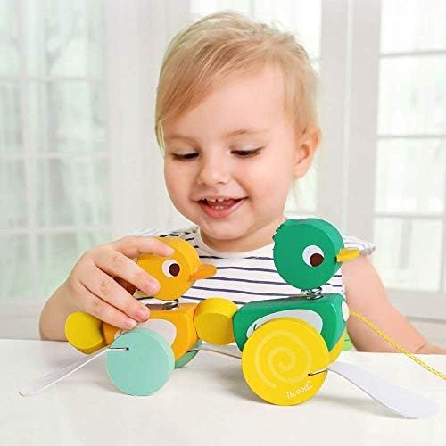 Ladan Eğlenceli Oyuncak Kuş Araba, ev çocuk oyuncağı Araba El Çekme halatı Çekme Ahşap Çekiş Çekme Araba Eğlenceli Ördek Yavrusu