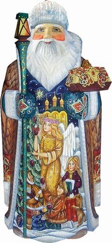 G. Debrekht Kutsal Ağaç Peder Frost Santa Oyma Ahşap ve El-Boyalı Heykelcik