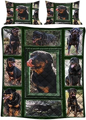Rottweiler Köpek Yorgan Yatak Seti, Köpek Severler için En İyi Hediye, Erkekler için Hediye, Kızlar, Anne, Büyükanne, Özel Ad