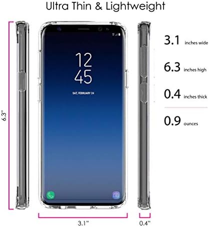 Galaxy S9+ Plus için Distinctİnk Şeffaf Darbeye Dayanıklı Hibrit Kılıf (6.2 Ekran) - TPU Tampon, Akrilik Arka, Temperli Cam Ekran