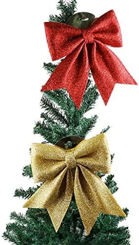 ZTTZX 3 Adet Köpüklü Glitter Noel Şerit Yay Noel Ağacı Dekorasyon El Yapımı Noel Süs (Renk: Kırmızı, Boyutu: 17x18mm)