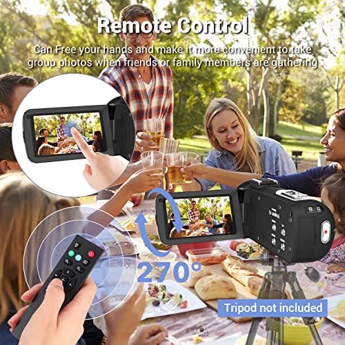 Video Kamera 2.7 K Kamera, 2 Şarj Modu Dijital Kamera IR Gece Sürümü, 30FPS 36MP 3.0 İnç LCD 16X Dijital Zoom Vlogging Kamera
