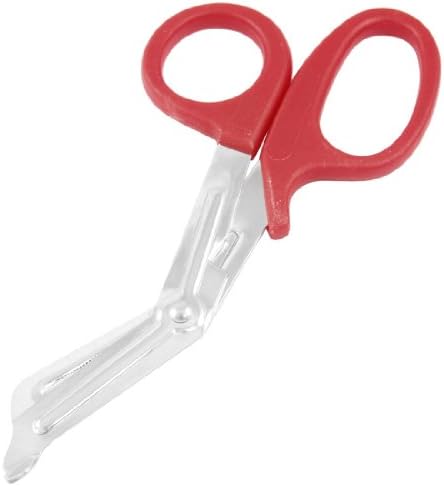 Aexıt Kırmızı Sert El Aletleri Plastik Saplı Gümüş Ton Bıçak Tırtıklı Makas Makaslar ve Makas Ev Ofis için