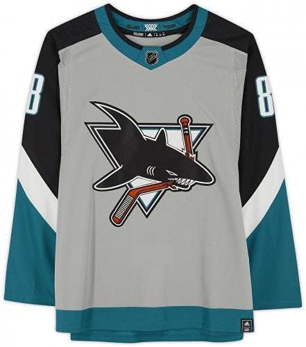 Çerçeveli Brent Burns San Jose Sharks İmzalı Adidas 2020-21 Ters Retro Otantik Jersey İmzalı NHL Formaları