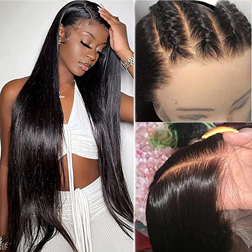30 İnç Dantel ön peruk insan saçı Ön Koparıp Brezilyalı düz insan saçı peruk Siyah Kadınlar ıçin 13X6 sırma ön peruk insan saçı